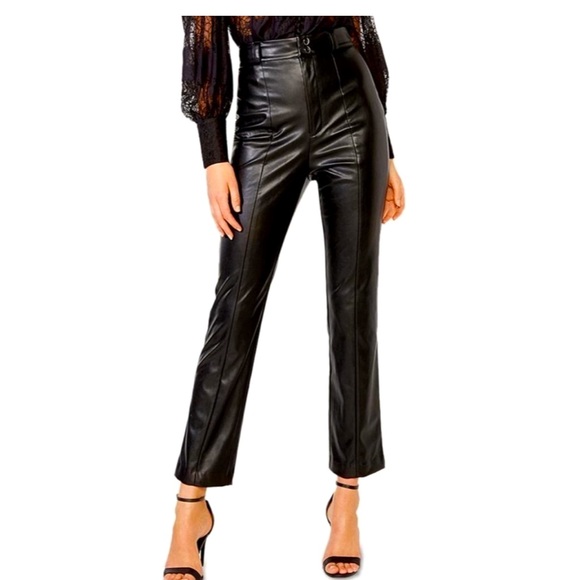 New Bardot Polly Vegan leather high rise trousers in black Size M (US size 6) - Picture 2 of 8